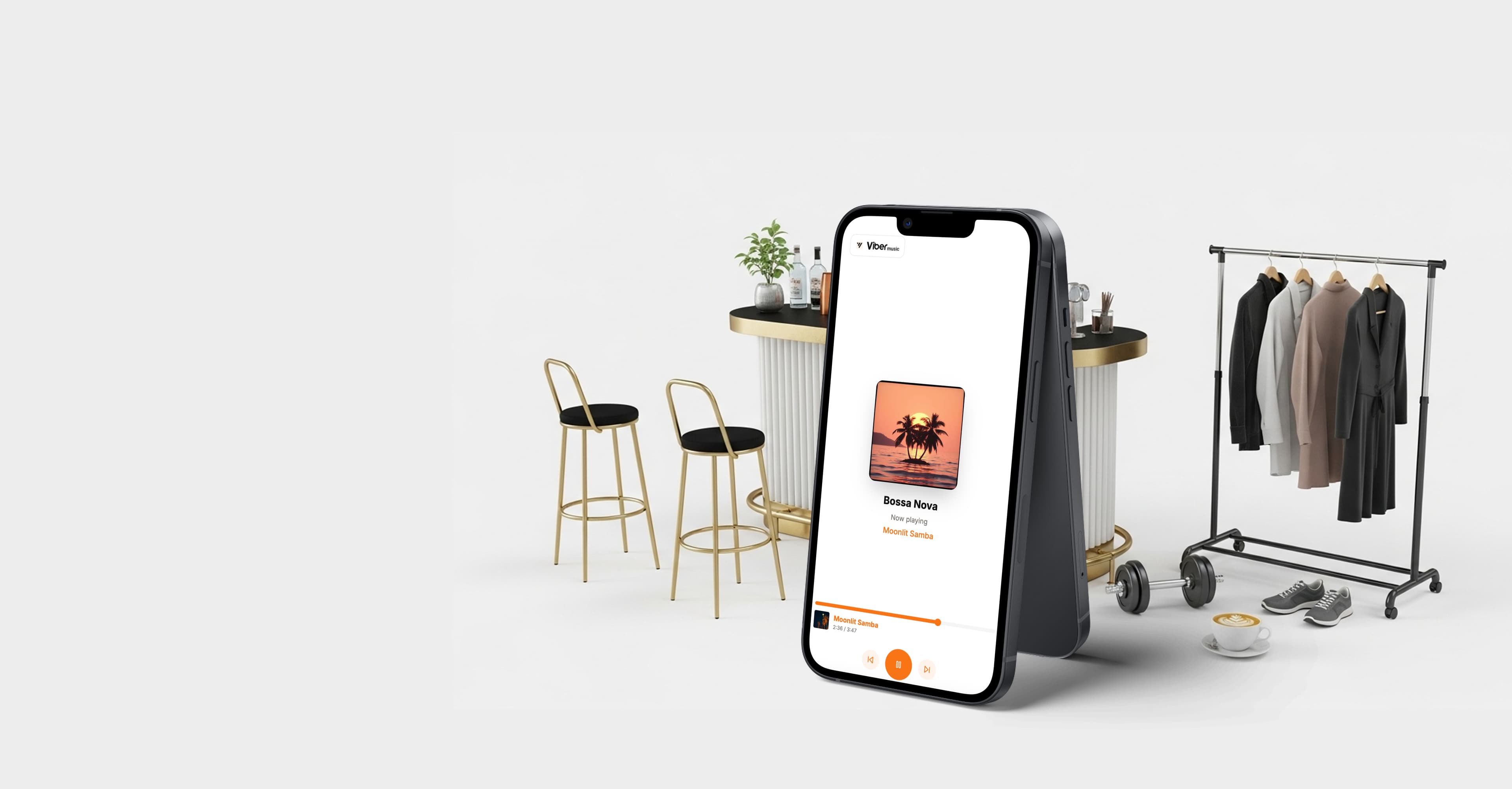 Modern café with background music